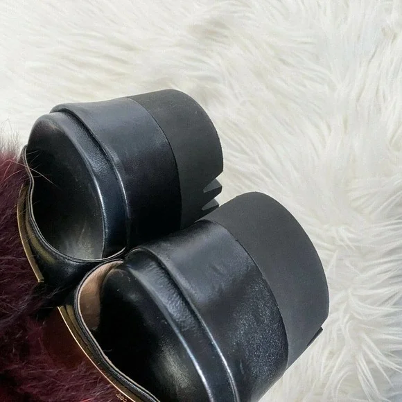 Sergio Rossi Fur Platform Wedge Slingback Sandal - Picture 8 of 12